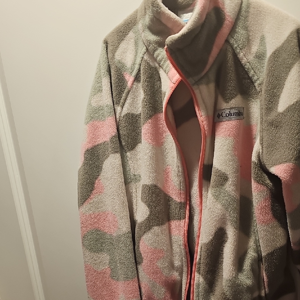 Columbia Pink and Green Camouflage Fleece